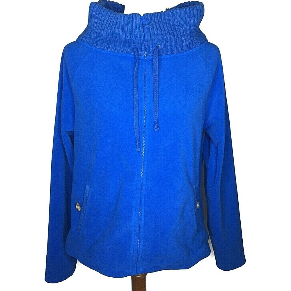 Land's End Full Zip Fleece Jacket Blue Size Medium Pockets